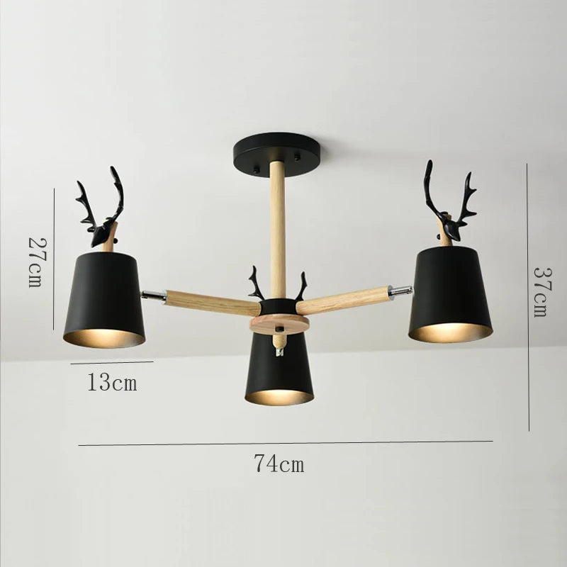 plafonnier moderne en bois de cerf pour décoration intérieure - vue 8 sur 8