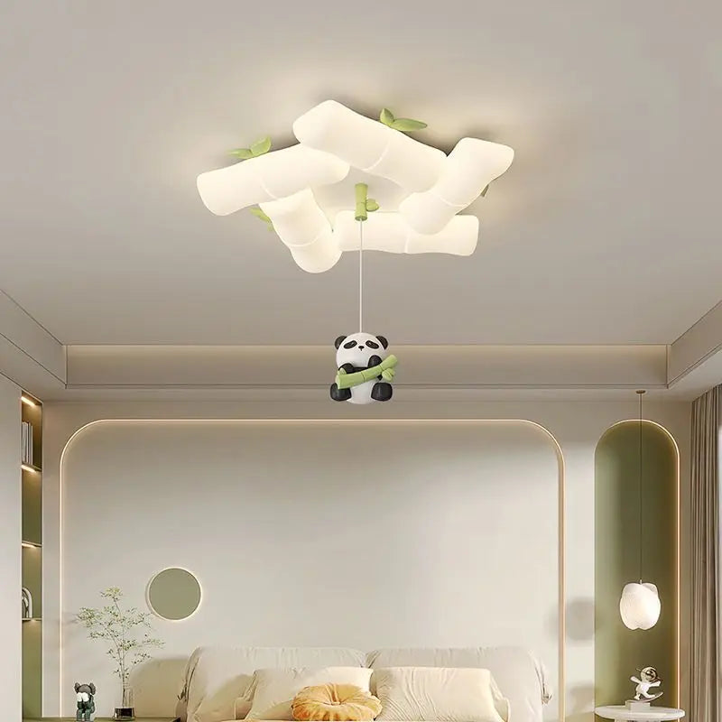 plafonnier panda en bambou pour chambre d'enfant et maternelle - vue 3 sur 8