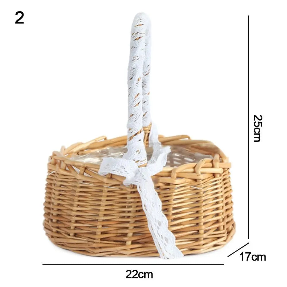 panier tressé en rotin demi-lune avec poignée robuste - vue 12 sur 13