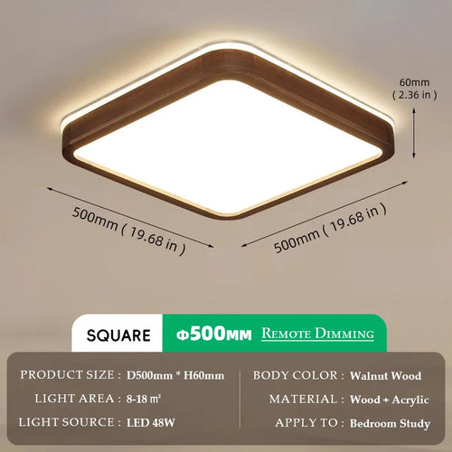 Walnut Wood Ceiling light, Wabi-sabi Simple Modern Vintage style, Bedroom lighting for Bathroom, Bedroom, dining room, Study - vue 16 sur 16