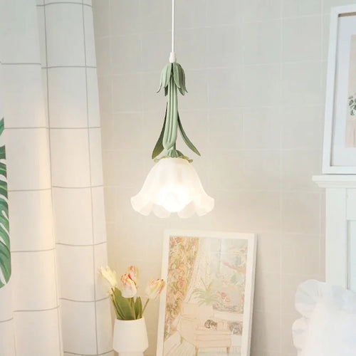 lustre en verre style français avec fleurs décoratives pour intérieur - vue 3 sur 10