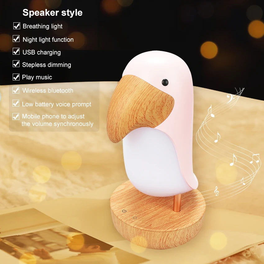 Toucan oiseau veilleuse Usb Rechargeable Lampe de Table Bluetooth Lampe chambre décor cadeau de noël pour enfants éclairage intérieur - vue 9 sur 10