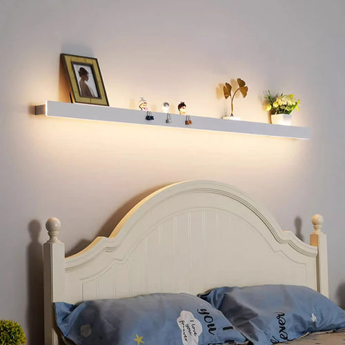 Applique salon canapé fond simple longue bande étagère lampe avec interrupteur protection des yeux chambre chevet éclairage mural - vue 5 sur 16