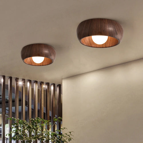 plafonnier minimaliste rétro en bois pour déco créative - vue 2 sur 8