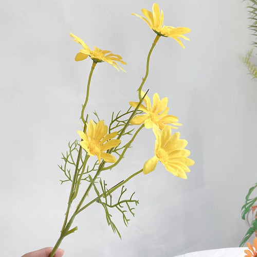 5 têtes de marguerites blanches fleurs artificielles pour décorations festives - vue 9 sur 11