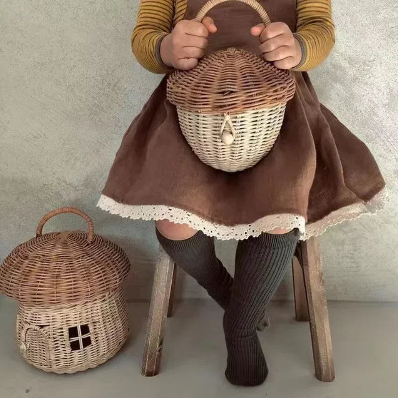 panier en rotin pour enfants organisateur pique-nique jouets et articles divers - vue 5 sur 11