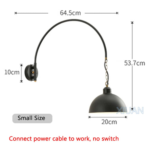 Long Pole Wall Lamps Industrial Vintage Living Room Wall Light Long Swing Arm Restaurant Dining Table Wall Mount Lights Black - vue 12 sur 14