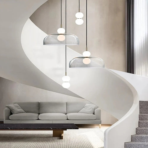 lustre moderne en verre pour éclairage intérieur élégant - vue 4 sur 8
