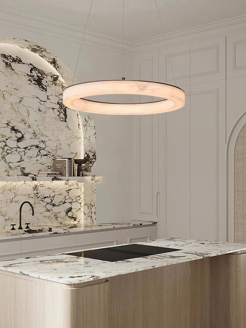Lustre LED rond en marbre véritable - vue 3 sur 10