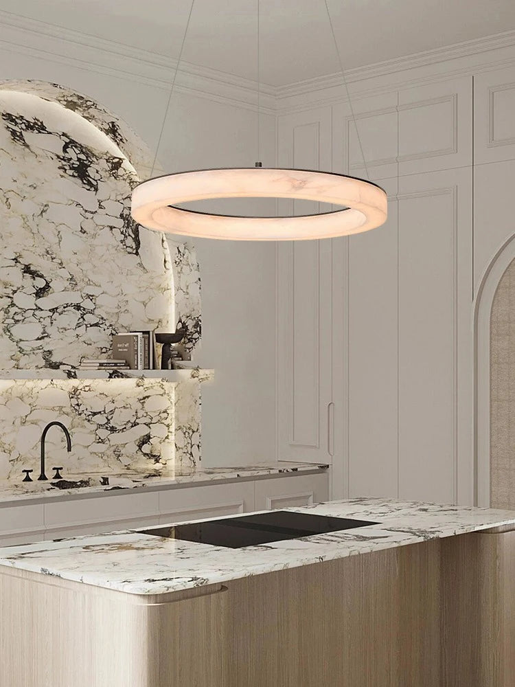 Lustre LED rond en marbre véritable - vue 2 sur 10