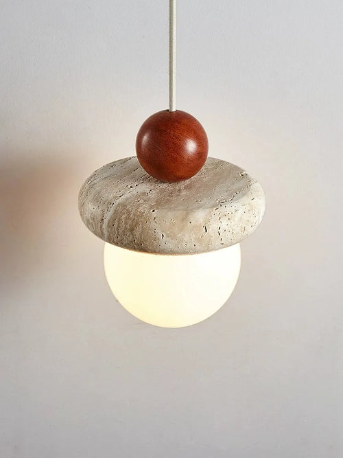 Suspension Led Style crème chambre chevet médiévale Memphis chambre d'enfant fil suspendu petite pierre claire bois - vue 2 sur 6