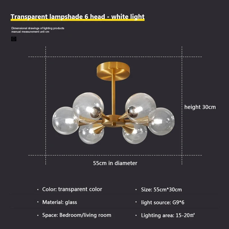 lustre nordique en verre blanc pour éclairage intérieur - vue 9 sur 23