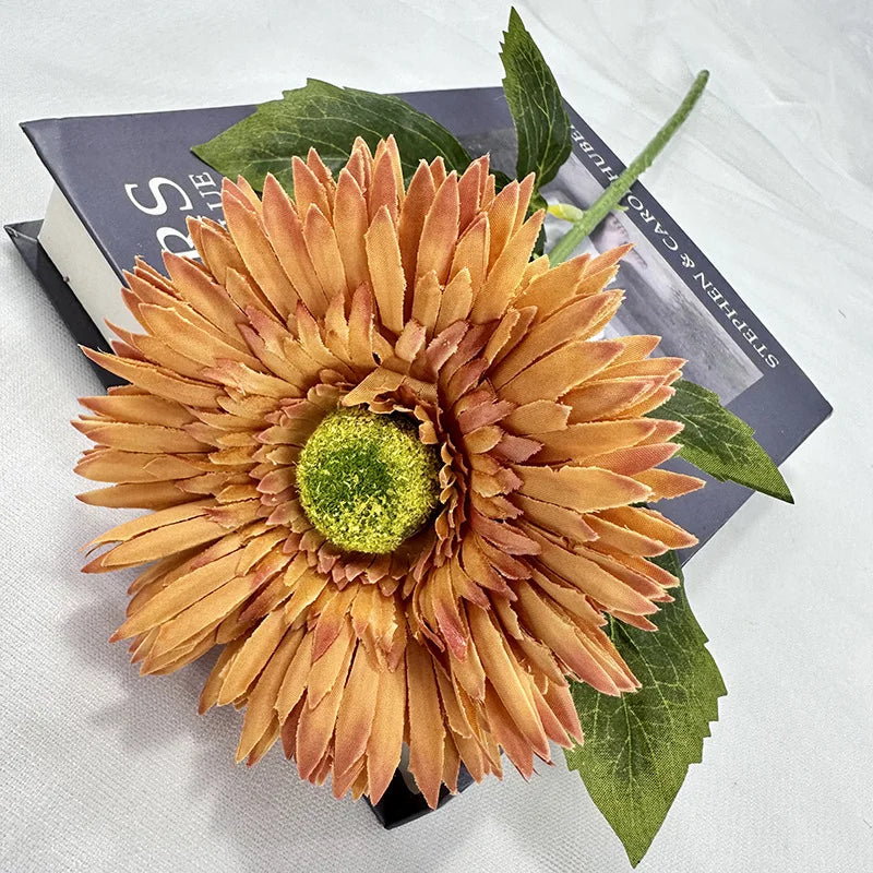 gerbera simple avec feuilles pour décoration de mariage et fête - vue 7 sur 15