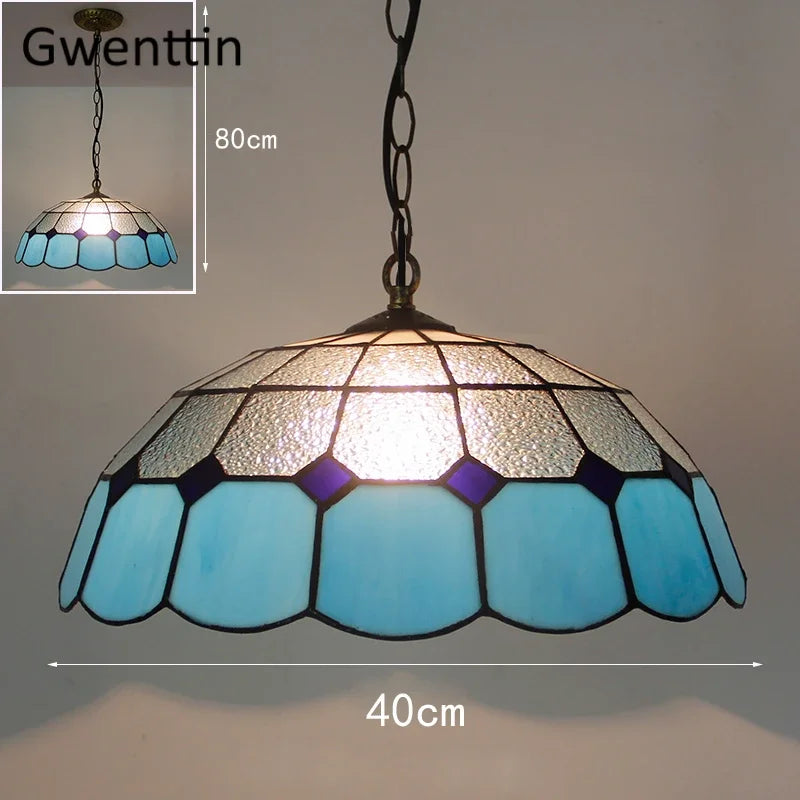 suspension en verre teinté style tiffany pour décoration intérieure - vue 25 sur 26