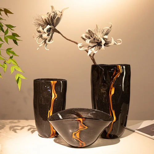 vase en verre craquelé pour arrangement floral décoratif - vue 2 sur 9