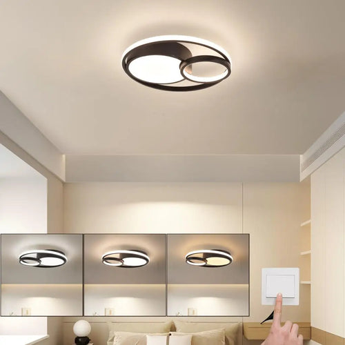 plafonnier led moderne 3 couleurs pour intérieur maison - vue 2 sur 8