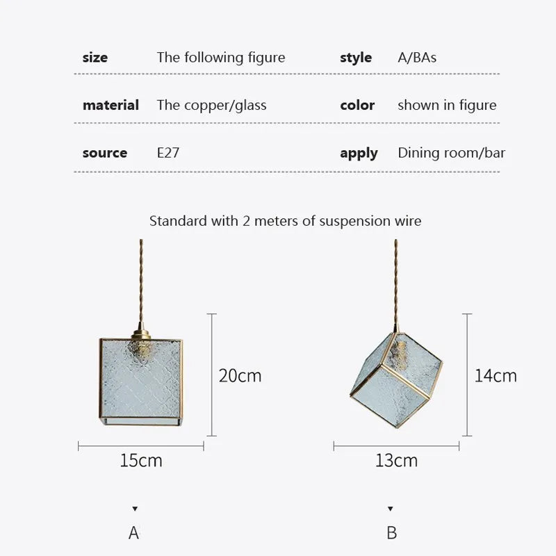 Suspension en verre transparent à motif géométrique - vue 5 sur 16