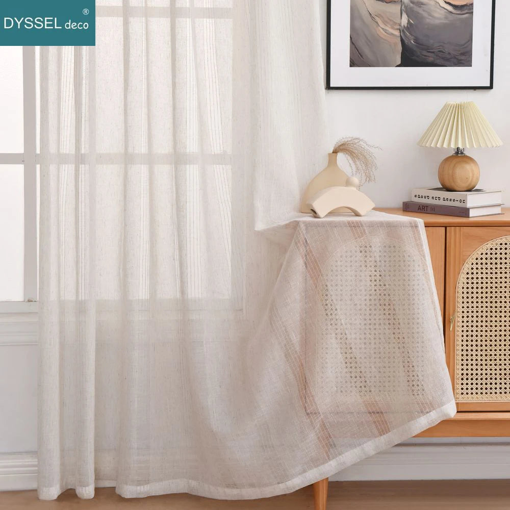 Rideau moderne rayé style lin pour salon chambre