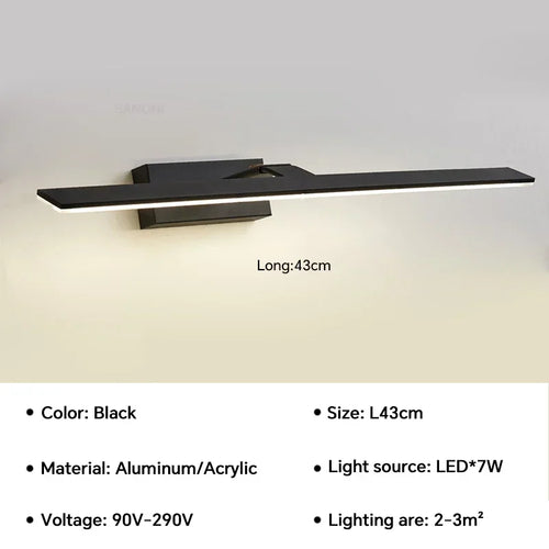 applique murale led moderne étanche pour miroir rotative et lumineuse - vue 15 sur 14