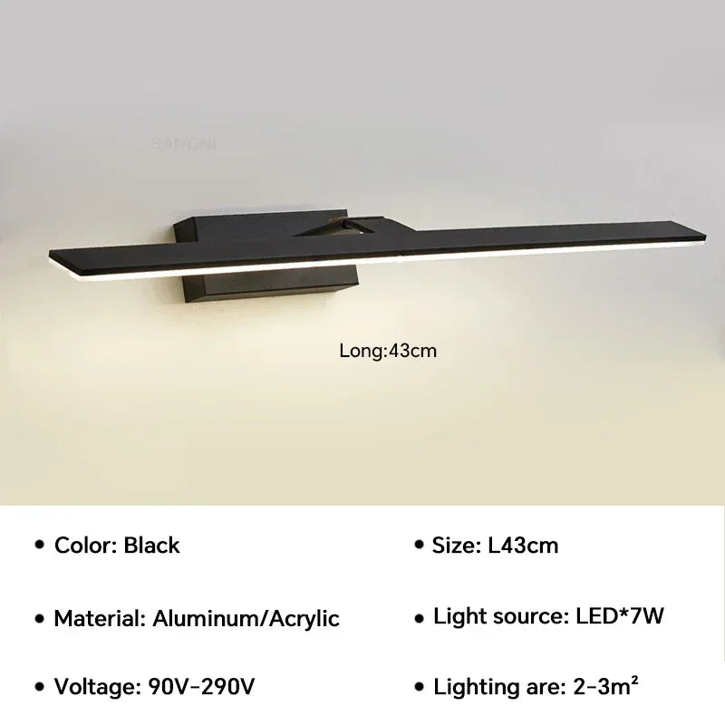 applique murale led moderne étanche pour miroir rotative et lumineuse - vue 14 sur 14