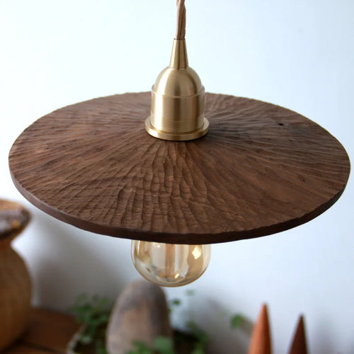 Suspension en bois nordiques Designer sculpté à la main en noyer noir Suspension Chambre Chevet Restaurant Décor Simple Suspension - vue 3 sur 8