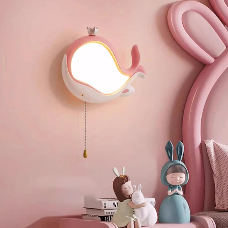 applique murale baleine mignonne pour chambre d enfant - vue 1 sur 9