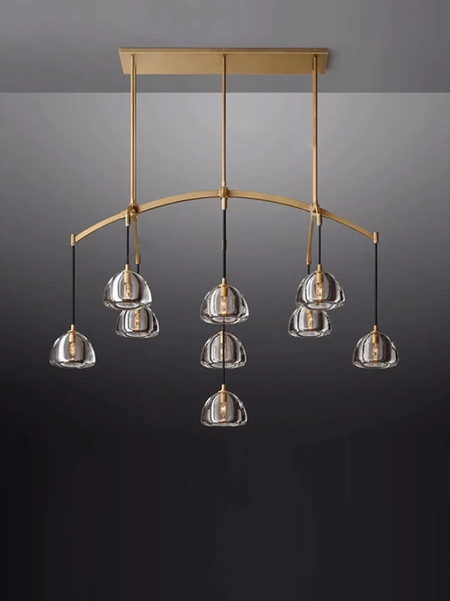 lustre vintage en cristal et cuivre pour éclairage intérieur - vue 7 sur 13