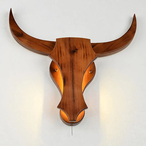 applique murale led style animal vache en bois vintage moderne - vue 3 sur 6
