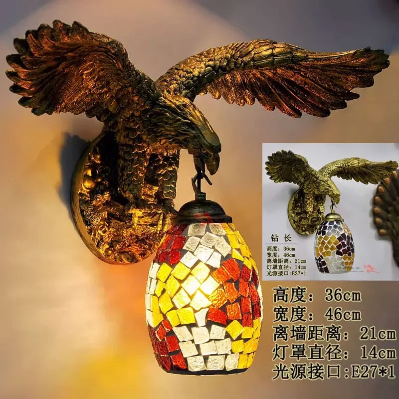 applique murale eagle décoration rétro bohème lumineuse artistique - vue 14 sur 18