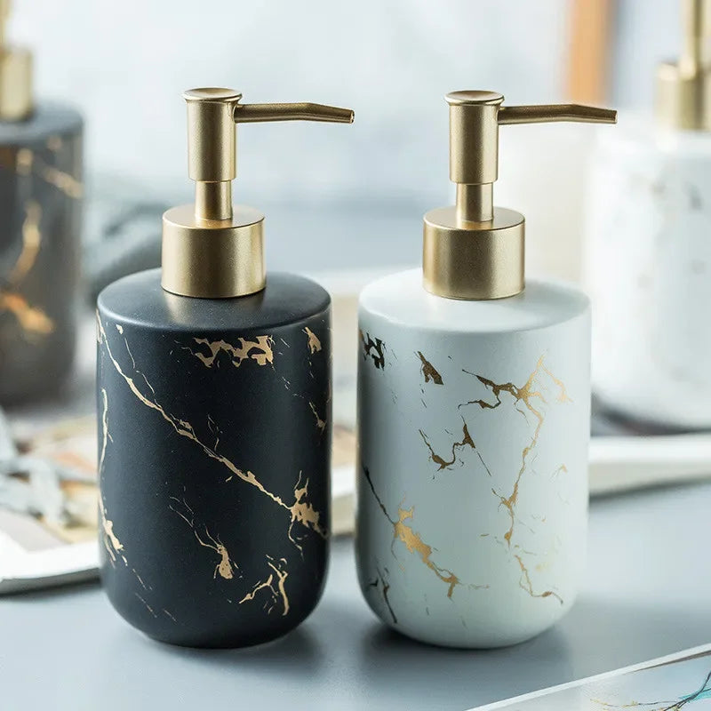 distributeur de savon liquide en céramique pour salle de bain moderne - vue 1 sur 12
