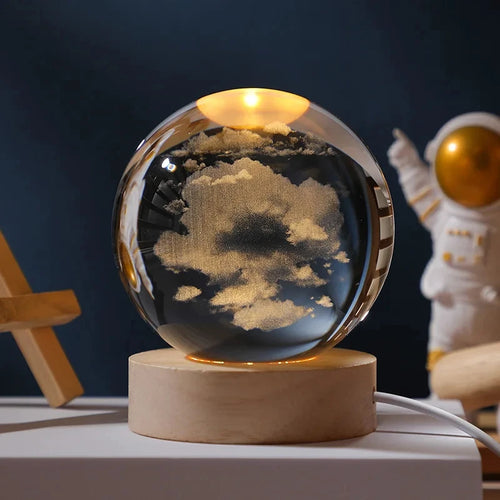boule de cristal 3d lune galaxie décoration lumineuse pour la maison - vue 11 sur 17