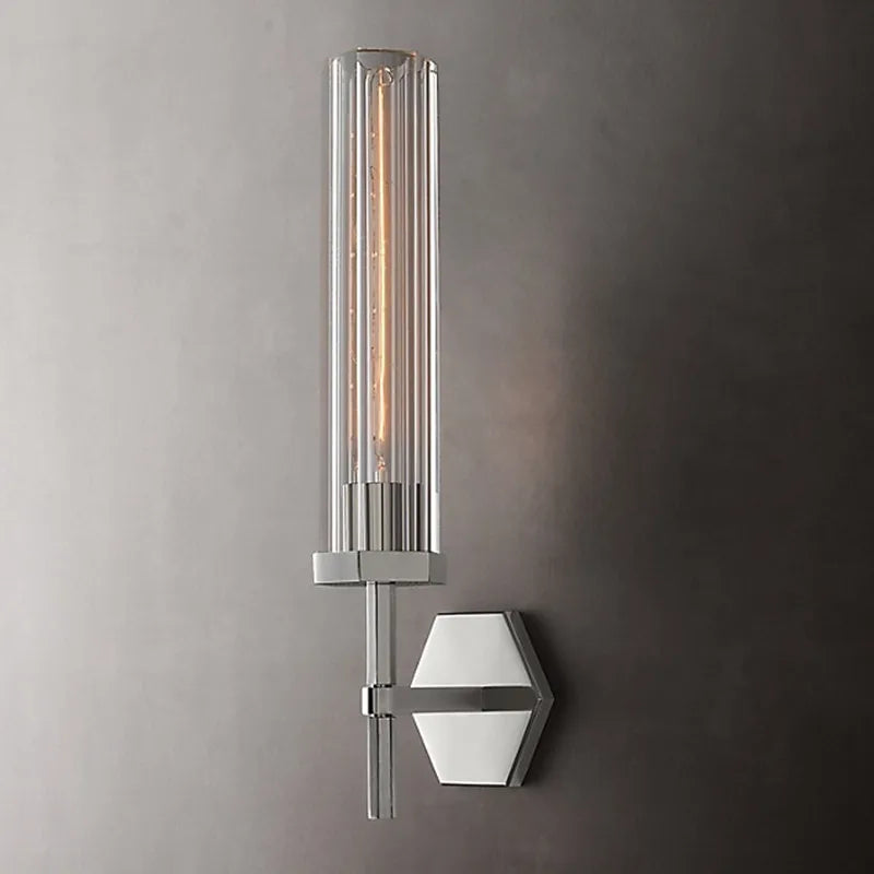 applique murale led de luxe américaine avec abat-jour en cristal et métal doré