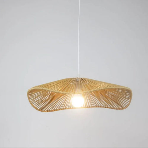 lampe de restaurant en rotin style wabi-sabi rétro zen - vue 6 sur 9