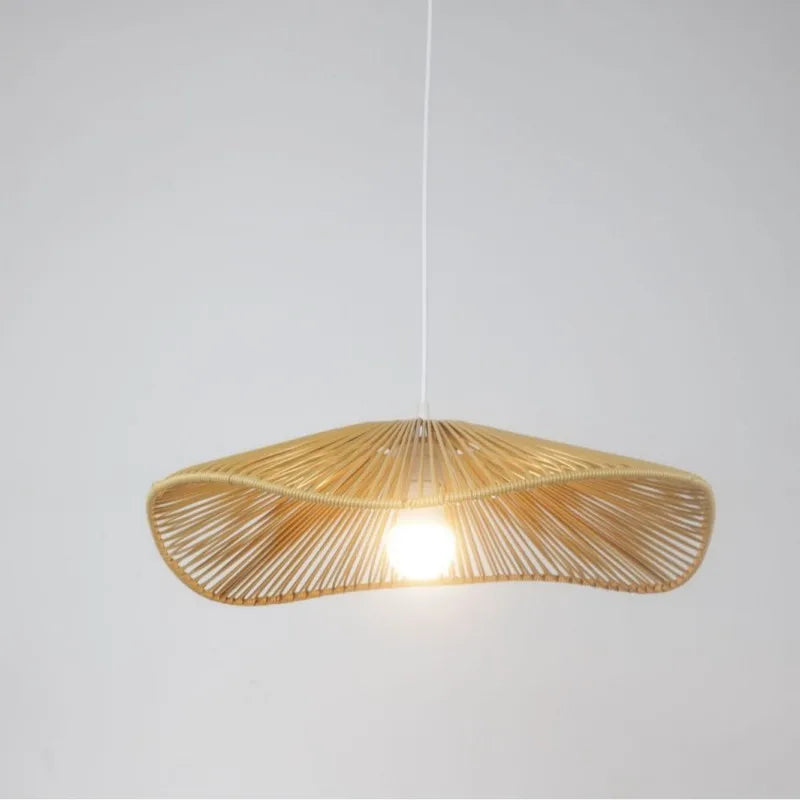 lampe de restaurant en rotin style wabi-sabi rétro zen - vue 5 sur 9