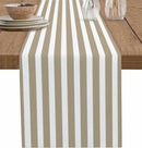 Chemin de table lin rayures vert sauge campagne
