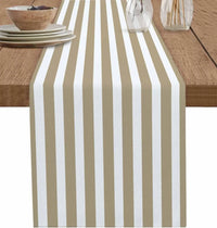 Chemin de table lin rayures vert sauge campagne