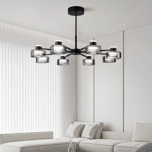 lustre led minimaliste moderne en verre et cuivre - vue 3 sur 15