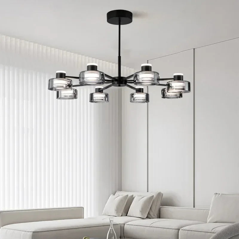 lustre led minimaliste moderne en verre et cuivre - vue 3 sur 15
