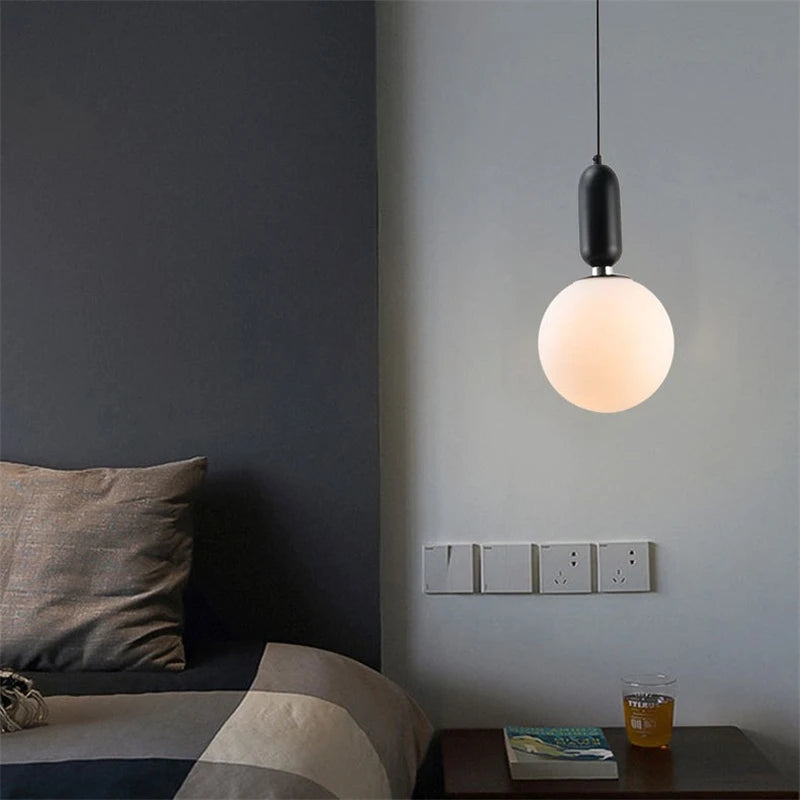 boule de verre moderne suspension lumières led éclairage intérieur décoratif - vue 4 sur 22