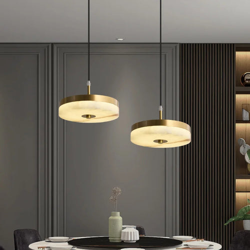 suspension en marbre blanc design en cuivre pour intérieur élégant - vue 3 sur 7