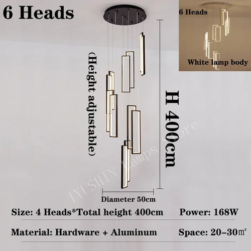 lustre moderne à led pour décoration créative en duplex - vue 10 sur 9