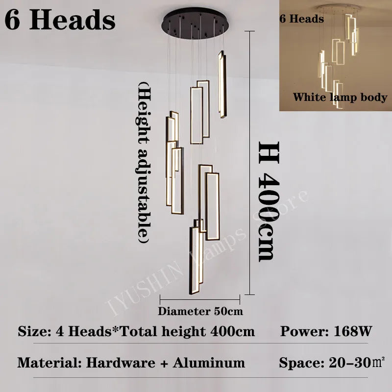 lustre moderne à led pour décoration créative en duplex - vue 9 sur 9