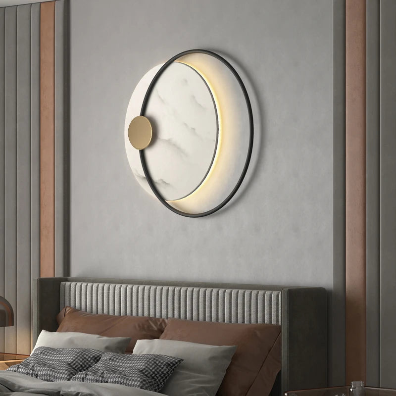 Applique murale LED moderne en métal noir avec marbre - vue 8 sur 8