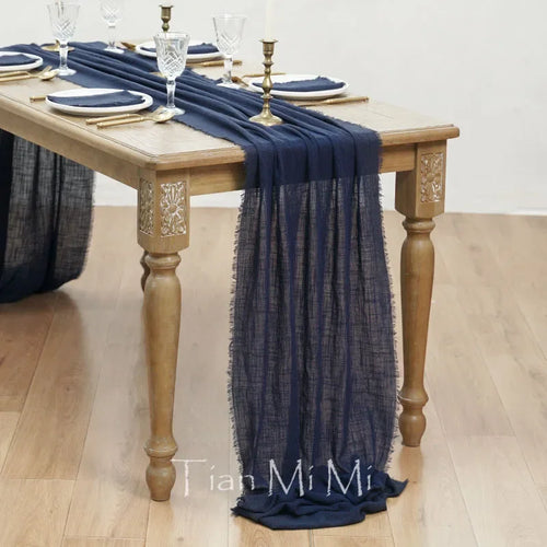 Chemin de table coton gaze vintage couleur unie