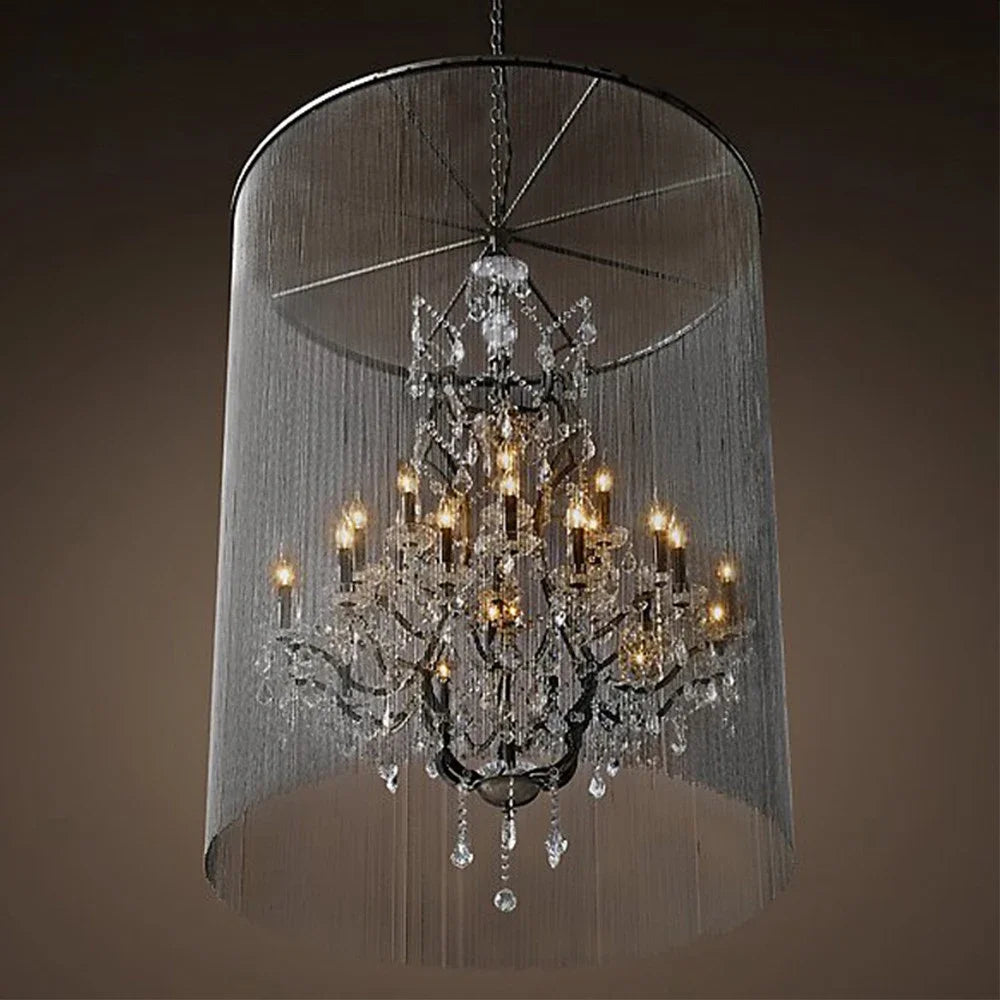 lustre traditionnel à éclairage led avec cristaux fumés - vue 2 sur 5