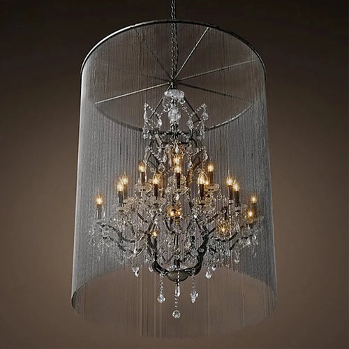 lustre traditionnel à éclairage led avec cristaux fumés - vue 2 sur 5