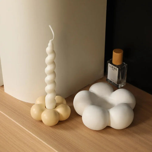 bougeoir en céramique chandelier en forme de fleur décoratif et pratique - vue 3 sur 10