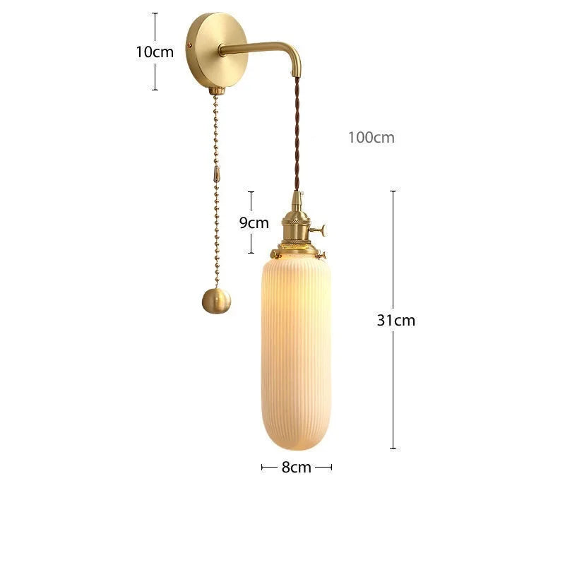 Applique murale dorée moderne céramique fil ajustable LED - vue 19 sur 23