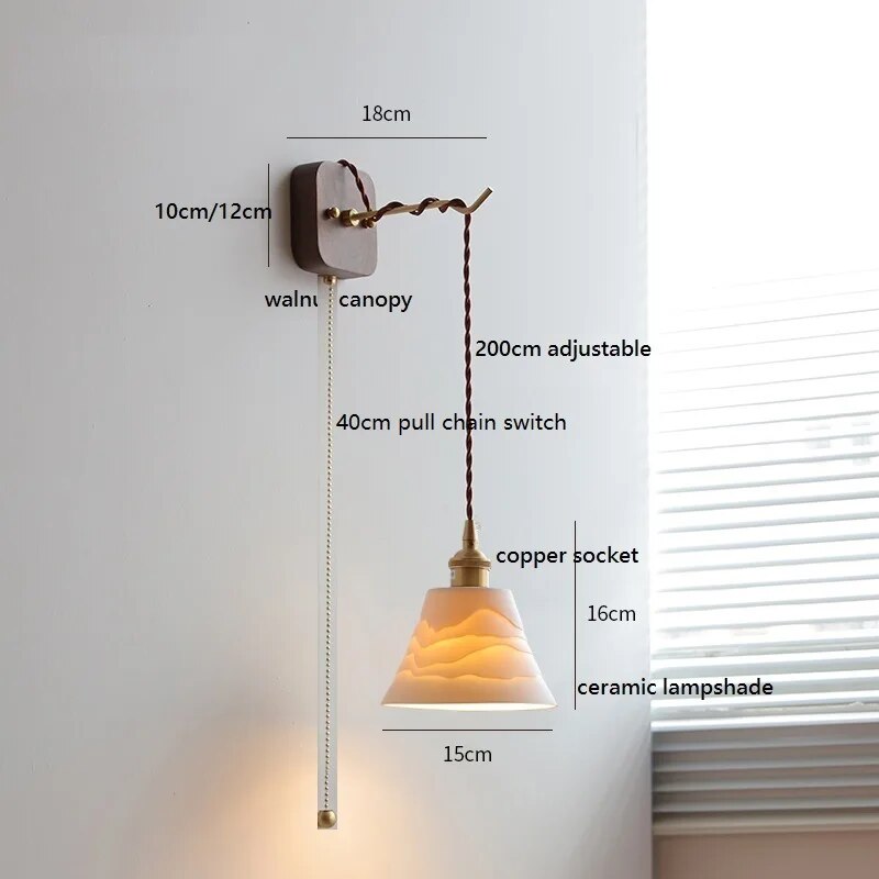 applique murale led noyer cuivre moderne baguette plug-in - vue 23 sur 23