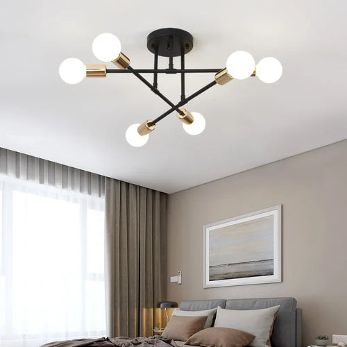 Moderne Créatif LED Plafonnier Lustre Spoutnik Lumière Semi-intégré Nordique Décor À La Maison Luminaires pour Chambre Salon - vue 5 sur 14